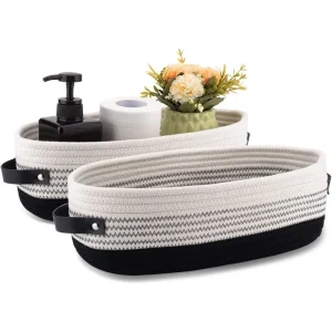 2 Pack Cotton Rope Basket, Bathroom